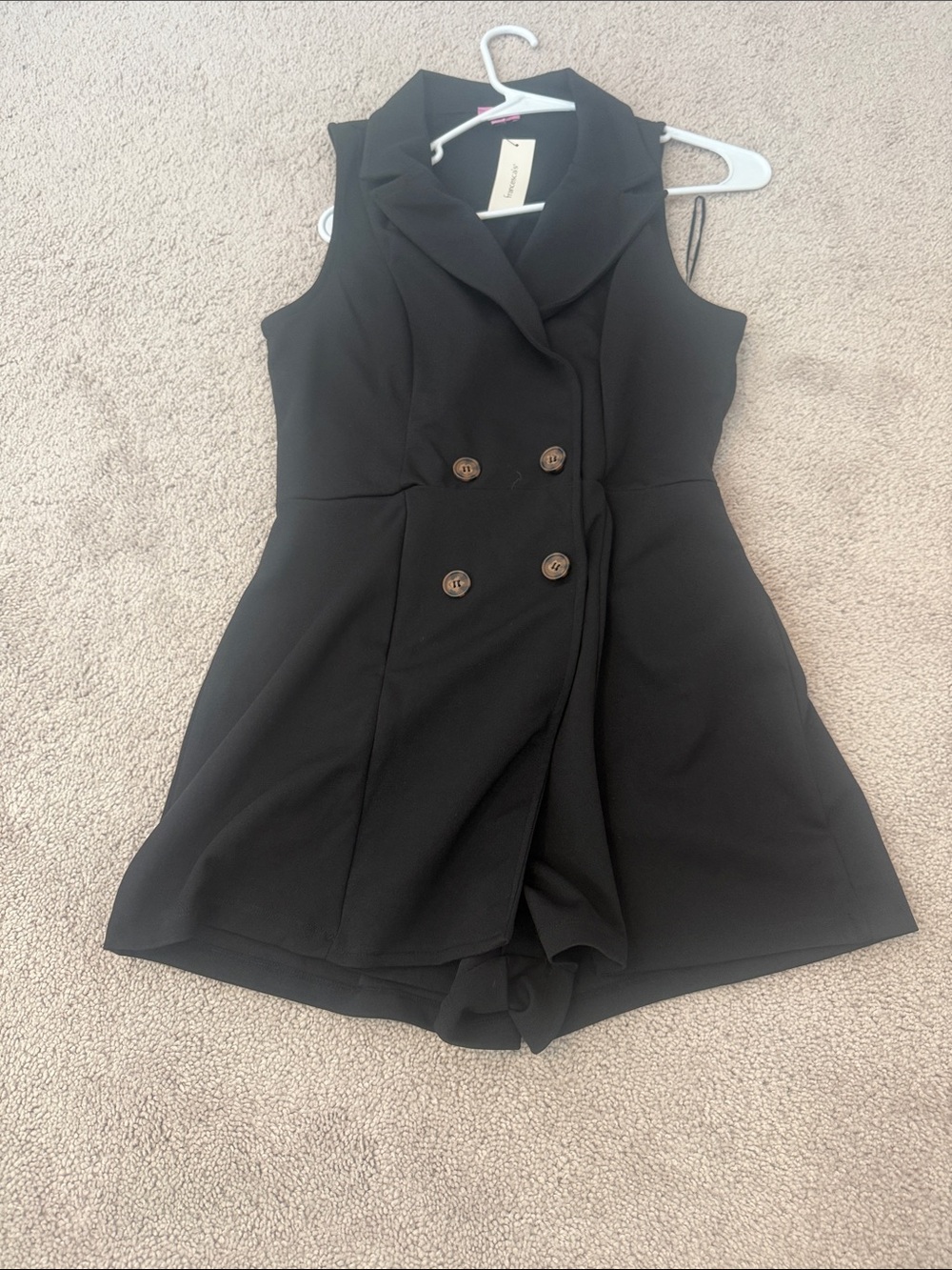 miami Black Double-Breasted Sleeveless Romper